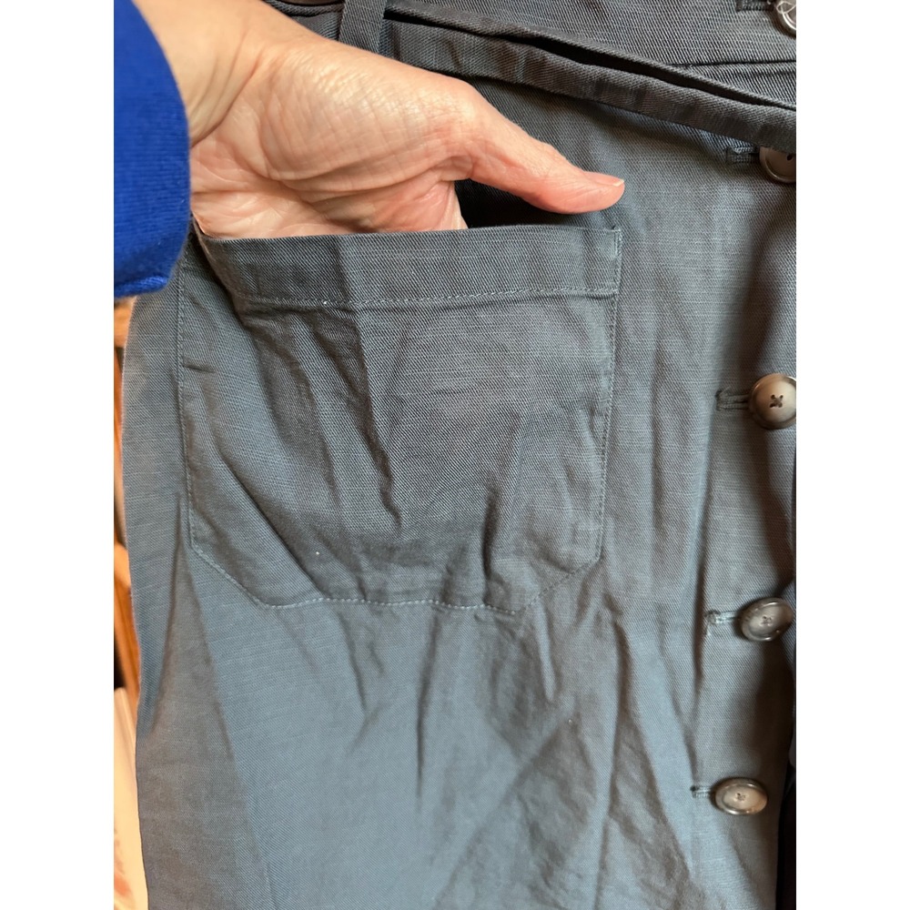 LOFT Button Front Skirt Women Blue Gray Paperbag Waist Mini Utility Trendy 10P - Picture 4 of 11